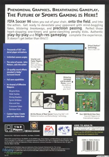 FIFA Soccer 96 (US) box cover back